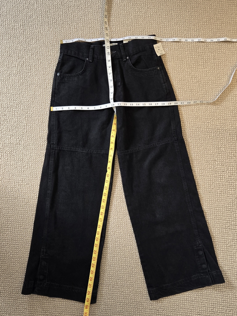 NWT We The Free Benji Black Wide-Leg Mid Rise Relaxed Jeans 27 - Picture 15 of 16